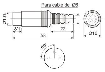 CONECTOR DIN MACHO AEREO 3 PINES A 90º