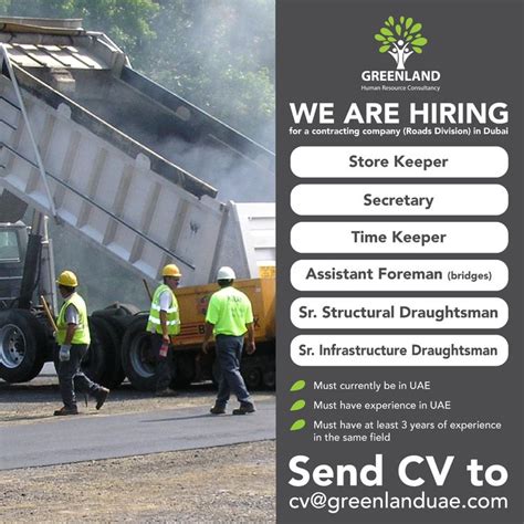 We Are Hiring For A Contracting Company Roads Division In Dubai