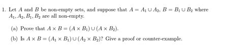 Solved Let A And B ﻿be Non Empty Sets And Suppose That