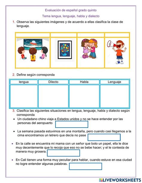 Lengua Lenguaje Habla Y Dialecto Worksheet Lenguaje Actividades