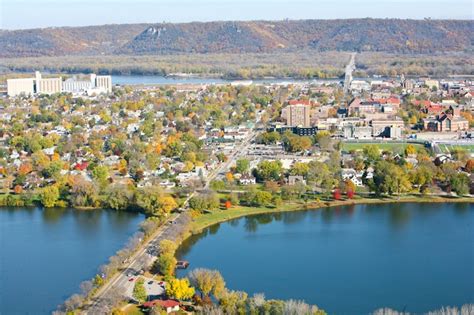 View of Winona, MN, from high atop the bluffs. Photo by Cynthya Porter