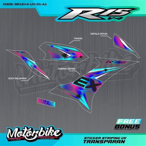 Jual Sticker Striping Variasi Motif Rainbow Simpel Terbaru Motor R V