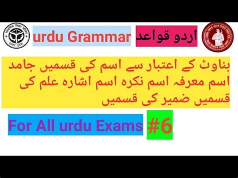 Urdu Qawaid Ism Ki Qismen Jamid Masdar Mashtaq Ism Nakra Ism Muarfa