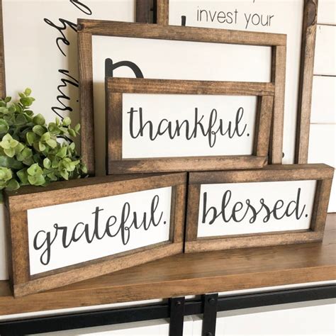 Grateful Thankful Blessed Sign Etsy