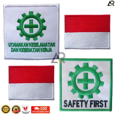 Jual Logo Bordir Bendera Indonesia Safety First Badge Bed Bendera