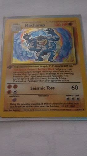 1st Edition Original Holographic Machamp Pokemon Card Antique Price