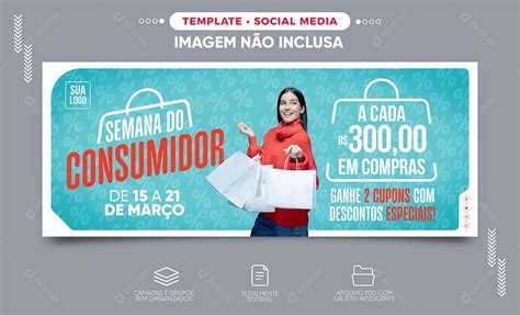 Social Media Banner Semana do consumidor Ganhe 2 Cupom PSD Editável