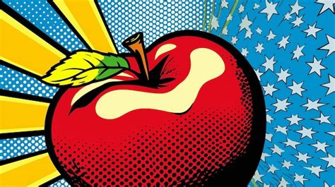 Premium Ai Image Apple Roy Lichtenstein Cartoon Colourful Vintage