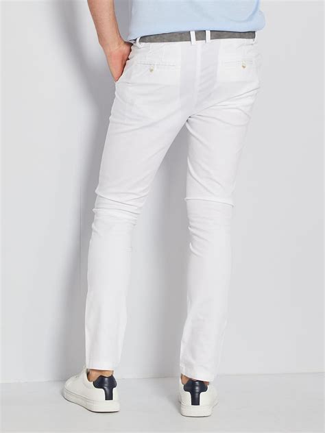 Pantalon Chino Skinny Ceinture Blanc Kiabi