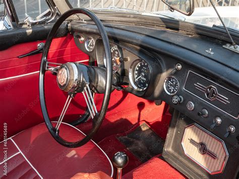 1967 MGB Roadster vintage car Interior. Classic British MG Sports Car ...