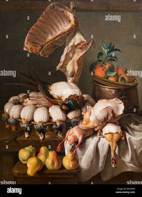 18th Century Still Life With Dressed Game Meat And Fruit 1734