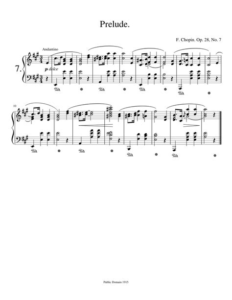 Prelude Op 28 No7 Sheet Music For Piano Solo