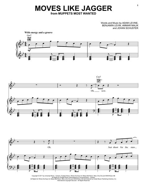 Moves Like Jagger Feat Christina Aguilera Sheet Music By Maroon 5