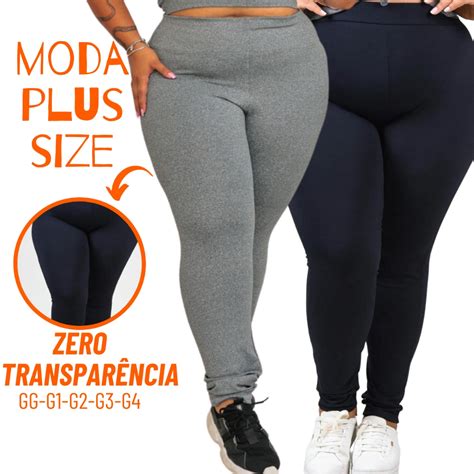 Calça Legging Plus Size Leg Suplex Grossa Zero Transparência Costura