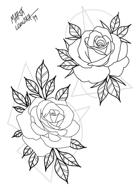 Rose Tattoo Stencil Idee Per Tatuaggi Schizzi Semplici Ricamo Su Tulle