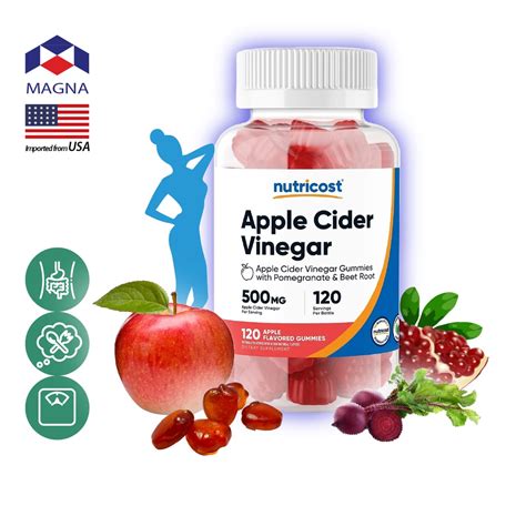 Nutricost Apple Cider Vinegar 500 Mg X 120 Gummies Gummy Acv Beetroot Edated With App