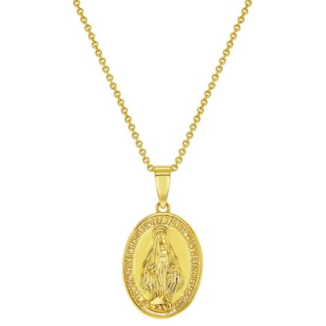 PLAQUÉ OR RELIGIEUX Ovale Miraculeuse Vierge Marie Médaille Collier 40