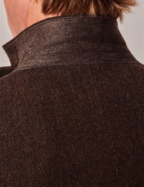 Men S Brown Merino Herringbone Tweed Slim Suit Collection