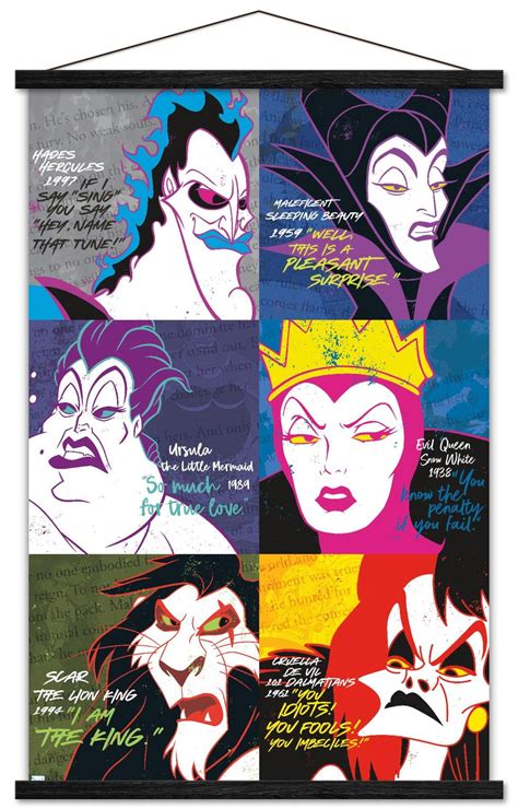 Disney Villains Grid Wall Poster With Wooden Magnetic Frame 22 375