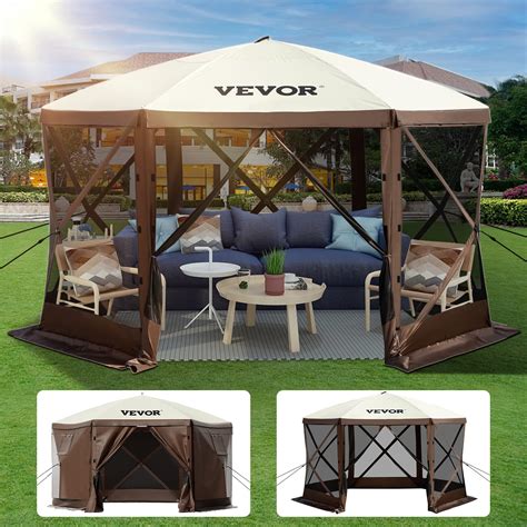 Amazon VEVOR 12x12ft Camping Gazebo Screen Tent 6 Sided Easy