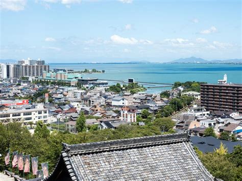 Scenic View Over The City Of Otsu And Lake Biwa From Miidera Temple