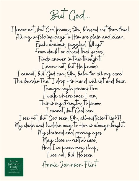 Printable Poem Annie Johnson Flint But God Cream Poetry Print