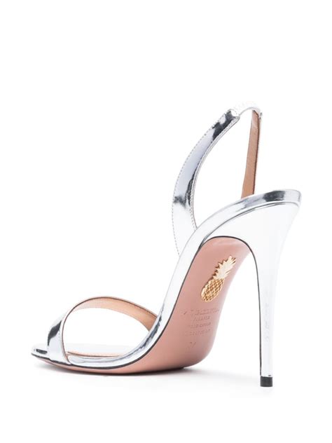 Aquazzura So Nude 110mm Leather Sandals Silver FARFETCH