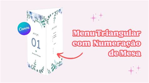 Como Fazer Menu Casamento Triangular Numeração de Mesa no Canva