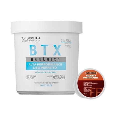 Btx Capilar Orgânico For Beauty Sem Formol 1kg Máscara Recarga 40g