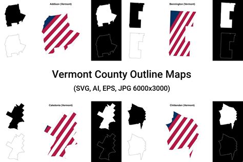 Vermont County Outline Maps Graphic By Davidzydd · Creative Fabrica