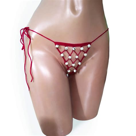 Crochet Extreme Micro Bikini Bottom Fishnet G String Thong Bikini