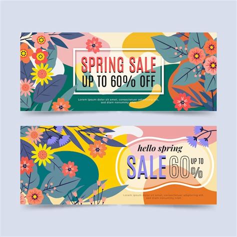 Banners De Venta De Primavera En Dise O Plano Vector Gratis