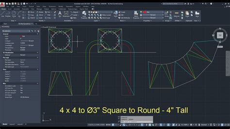 Square To Round Layout Triangulation Autocad Youtube