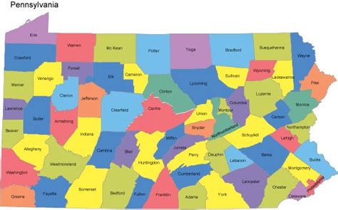 Pennsylvania PowerPoint Map - Counties