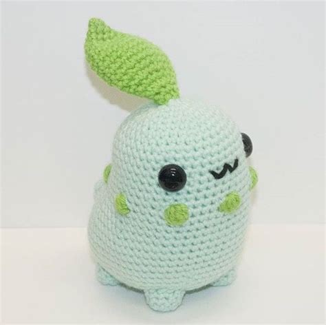 Cute Chikorita Knitted Plushie I Love Grass Starter Pokemon What An