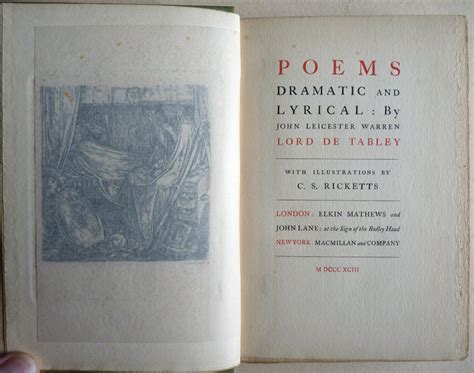 Lord De Tabley Charles Ricketts Poems Dramatic And Lyrical 1893