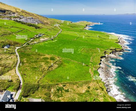 Spectacular aerial view of Mullaghmore Head with huge waves rolling ...