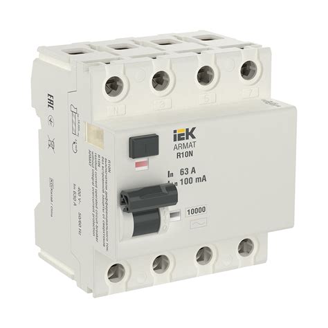 Residual Current Circuit Breaker Rccb R10n 4p 63a 100ma Type Ac Iek