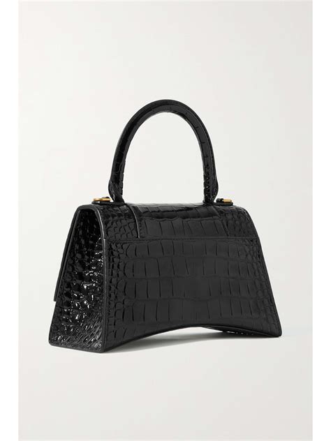 Balenciaga Hourglass Small Glossed Croc Effect Leather Tote Net A Porter