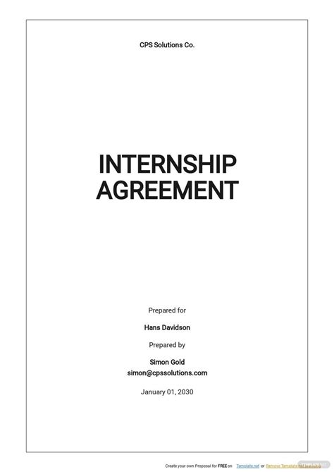 Internship Contract Template Singapore