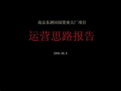 2006年南京东洲田园置业大厂项目运营思路报告word文档在线阅读与下载无忧文档