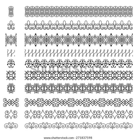 Repeating Borders Set Set Repeating Borders Stock Vector Royalty Free