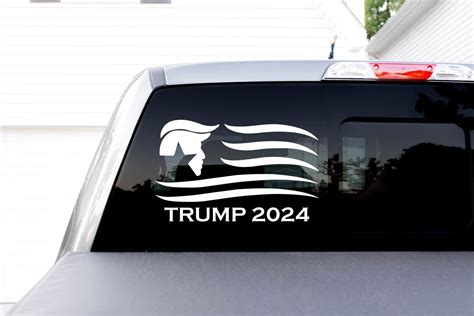 Trump 2024 Car Decal Trump 2024 Sticker Trump 2024 Waving Flag Sticker Etsy