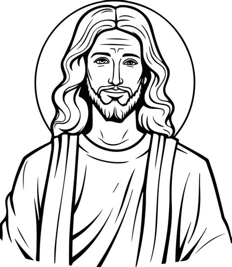 Lord Jesus Black And White Coloring page 42722528 Vector Art at Vecteezy