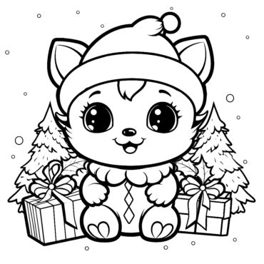 Kawaii Weihnachten Ausmalbild Kostenlos Herunterladen