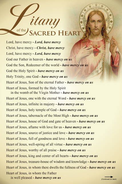 Litany of the Sacred Heart of Jesus Prayer Card PC-725