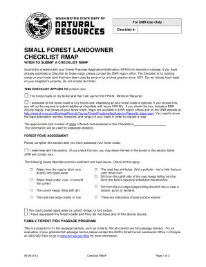 Fillable Online Small Forest Landowner Checklist Rmap Fax Email Print