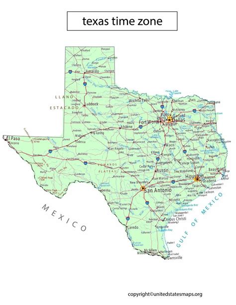 Texas Time Zone Map Map Of Texas Time Zones