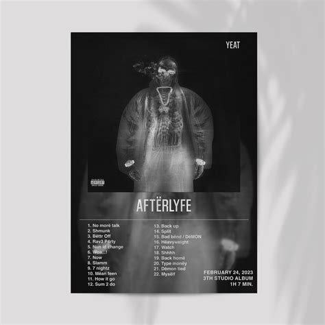 Aftërlyfe Yeat Album Poster Album Print Walldecor Room Decor Yeat Poster Digital Download