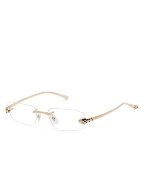 Cartier Eyewear Rectangle Frame Rimless Glasses Gold FARFETCH In